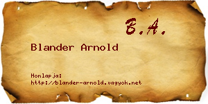 Blander Arnold névjegykártya